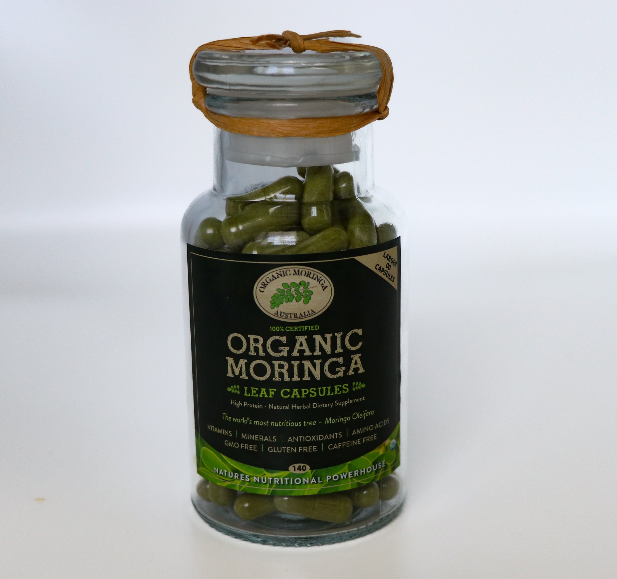 Organic Moringa Leaf Capsules - Large 00