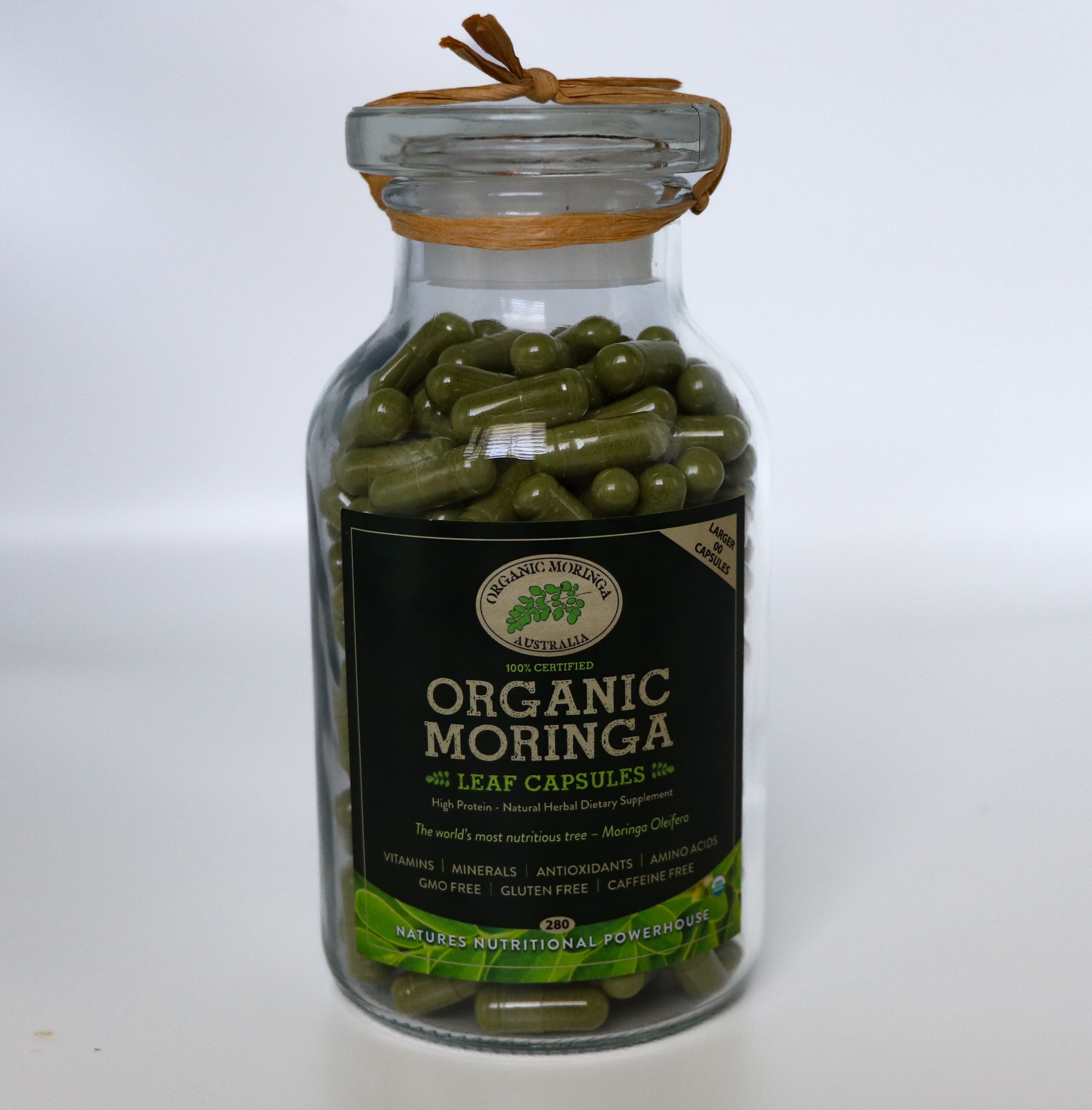 Organic Moringa Leaf Capsules - Large 00